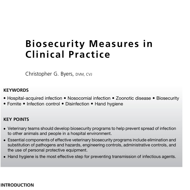 Biosecurity Measures in Clinical Practice