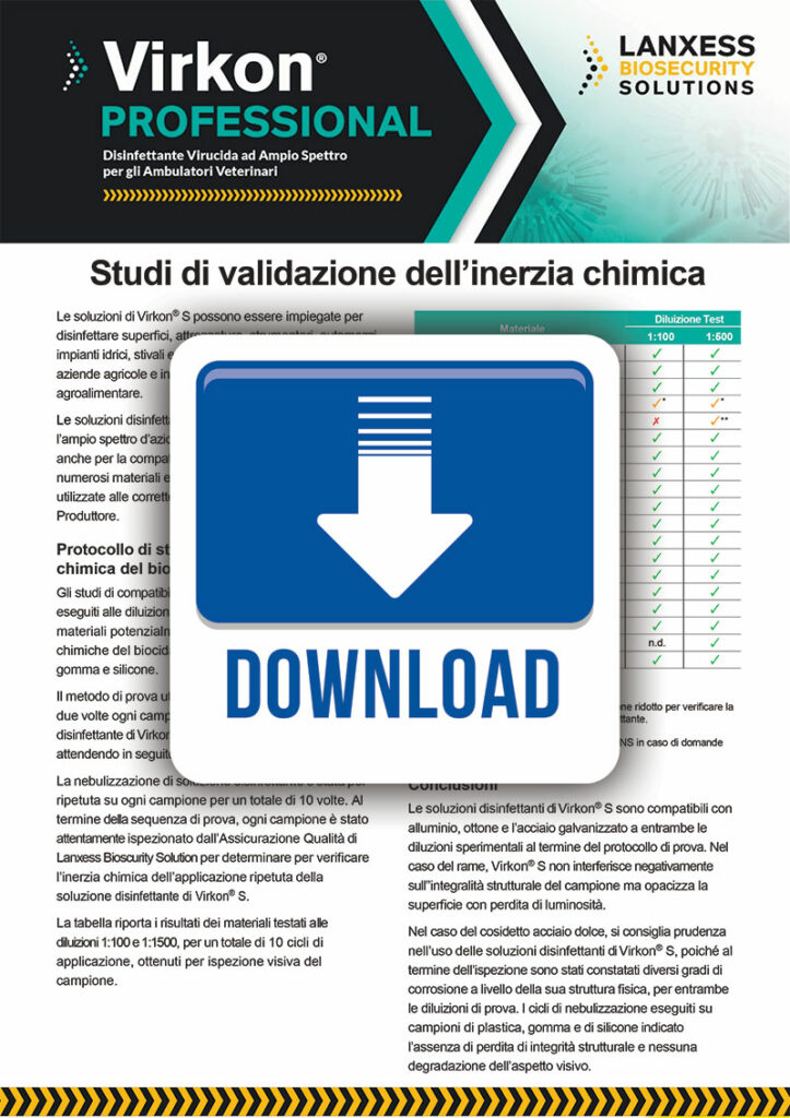 Virkon® S Studi di validazione dell’inerzia chimica